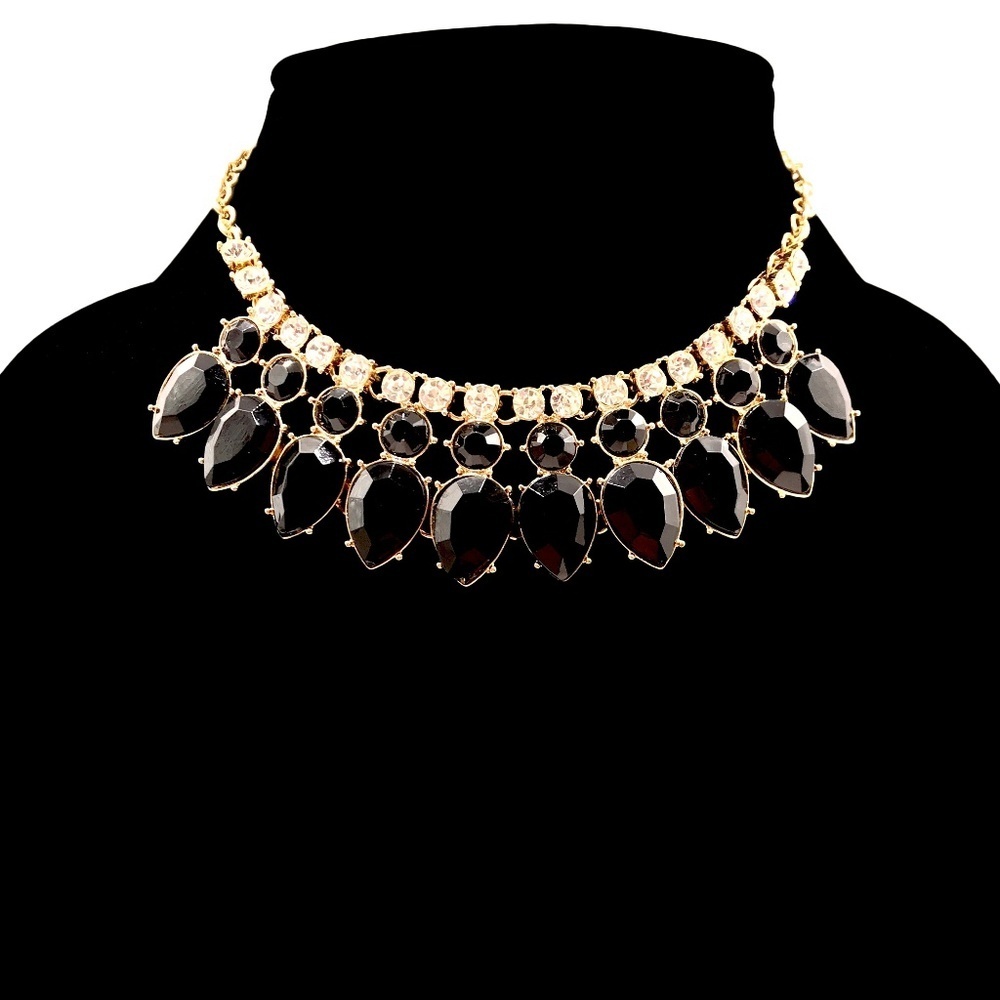 Beautiful Gold Tone & Black Statement Necklace​​